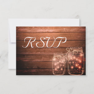 UAWG Elegant Rustic Mason Jar Lights RSVP Karte