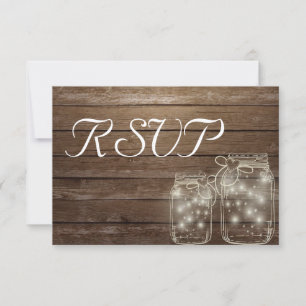UAWG Elegant Rustic Mason Jar Lights RSVP Karte