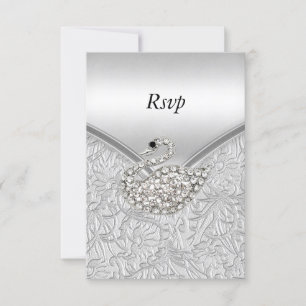 UAWG Elegant Silver White Swan Geburtstagsparty RSVP Karte