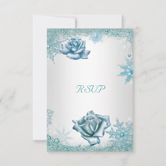 UAWG Elegant Wedding Glitzer Aquamarin Blue White  RSVP Karte (Vorderseite)