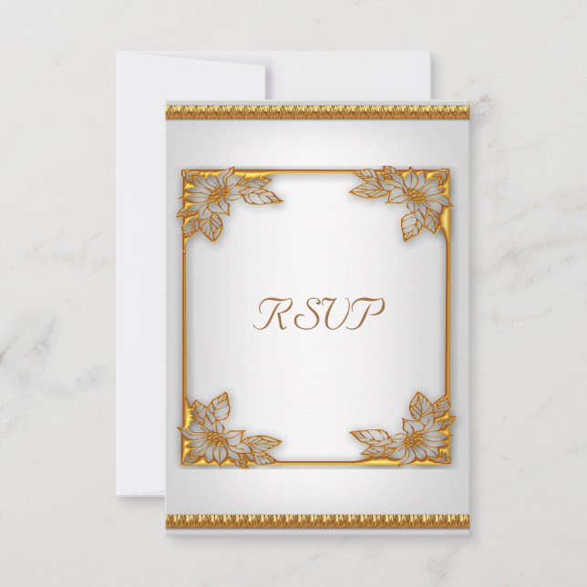 UAWG Elegante Event Gold Silver White RSVP Karte (Vorderseite)