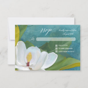 UAWG Elegante Romantische Magnolia Blumentypografi RSVP Karte