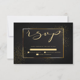 UAWG | Eleganter Schwarz-Gold-Glitzer RSVP Karte
