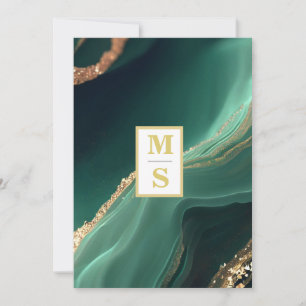 *~ UAWG Emerald Green Initials AR66 QR Hochzeit Einladung