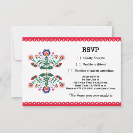 UAWG Fiesta Mexican Print Card Red Wedding Party RSVP Karte