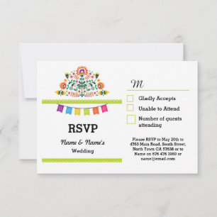 UAWG Fiesta Mexican Print Cards Wedding Party RSVP Karte