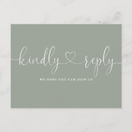 UAwg für die Anforderung von Herz-Script-Sage-Grün Einladungspostkarte