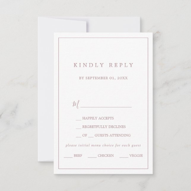 UAWG für die Minimalistische Rose Goldtypografie RSVP Karte (Vorderseite)