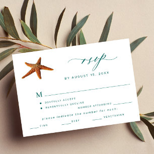 UAwg für die Sommerstrand-Hochzeit in Urlaubsort RSVP Karte