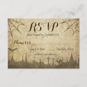 UAWG für eine Halloween-Hochzeit mit Web und Fried RSVP Karte