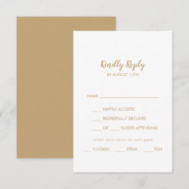 UAwg für einfache Kalligraphie|Gold Back Menu RSVP Karte
