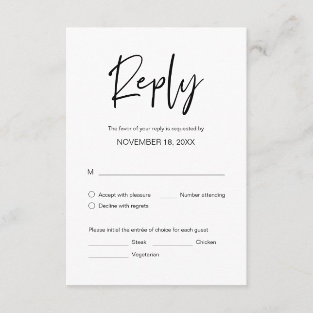 UAwg für Hochzeitsessen, Abendessen, Eintrittskart Begleitkarte (Vorderseite)