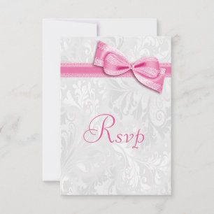 UAwg für weißes Damast und rosa Imitate RSVP Karte