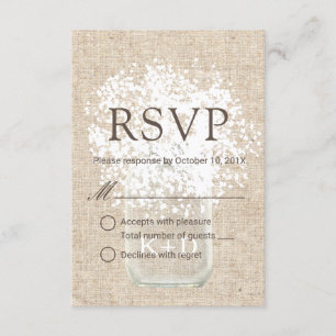 UAWG   Gipskraut-Maurer-Glas-rustikale Hochzeit RSVP Karte