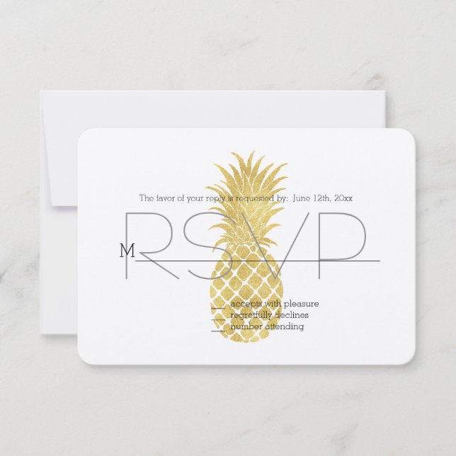 UAwg Glitzy Pineapples RSVP Karte (Vorderseite)