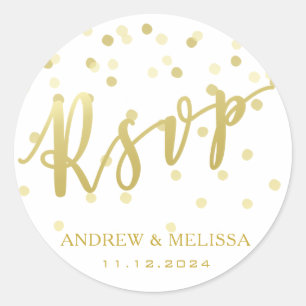 UAWG Gold Brush Script & Confetti Wedding Sticker