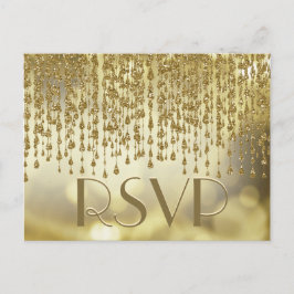 UAWG | Gold Confetti Streams mit Bokeh Hintergrund Einladungspostkarte