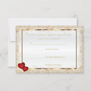 UAWG Gold Confetti und White Satin RSVP Karte