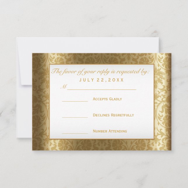UAWG Gold Damask und White RSVP Karte (Vorderseite)