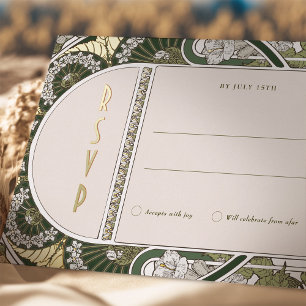 UAWG Gold Green Reputation Vintag Art Nouveau Much Folien Feiertagspostkarte