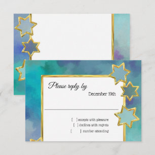 UAWG Gold Star Abstract Design Blue Einladung