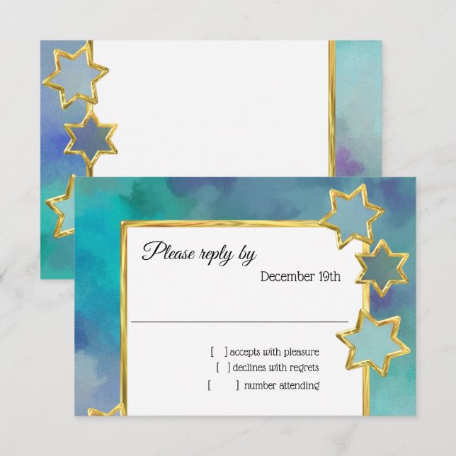 UAWG Gold Star Abstract Design Blue Einladung (Vorne/Hinten)