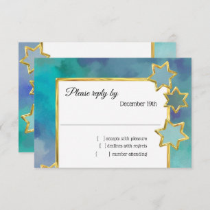 UAWG Gold Star Abstract Design Blue Einladung