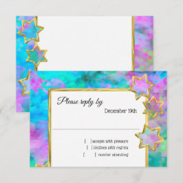 UAWG Gold Star Abstrakt Blue Green Pink Einladung