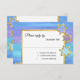 UAWG Gold Star Lila Türkis Streifen Einladung