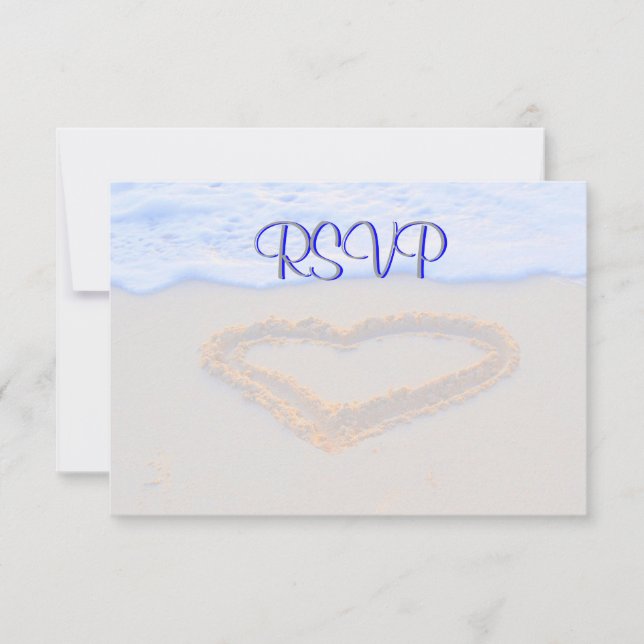 UAWG Guest Reply Enclosure Heart in Sand RSVP Karte (Vorderseite)