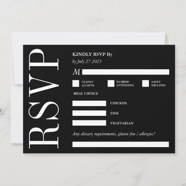 UAWG güly Reply Black & White Bold Monogram Einladung (Vorderseite)