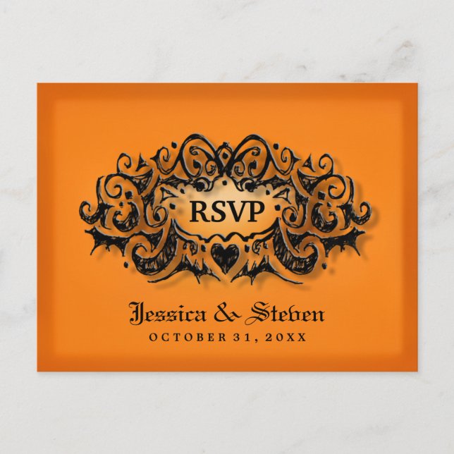 UAWG Halloween Bold Orange Black Wedcard Einladungspostkarte (Vorderseite)