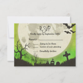 UAWG Halloween Hochzeit - grün mit Vollmond RSVP Karte