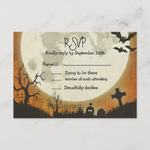 UAWG Halloween Hochzeit in Orange mit Mond RSVP Karte