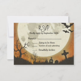 UAWG Halloween Hochzeit in Orange mit Mond RSVP Karte