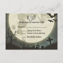 UAWG Halloween Hochzeit mit Vollmond und Friedhof RSVP Karte