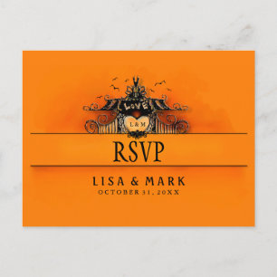 UAWG Halloween Postcard - Orange & Schwarze Liebe Einladungspostkarte