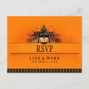 UAWG Halloween Postcard - Orange & Schwarze Liebe Einladungspostkarte