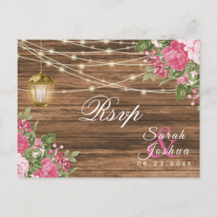 uAwg - Hochzeit von Holz, Lattern und Rosa Mauve Postkarte