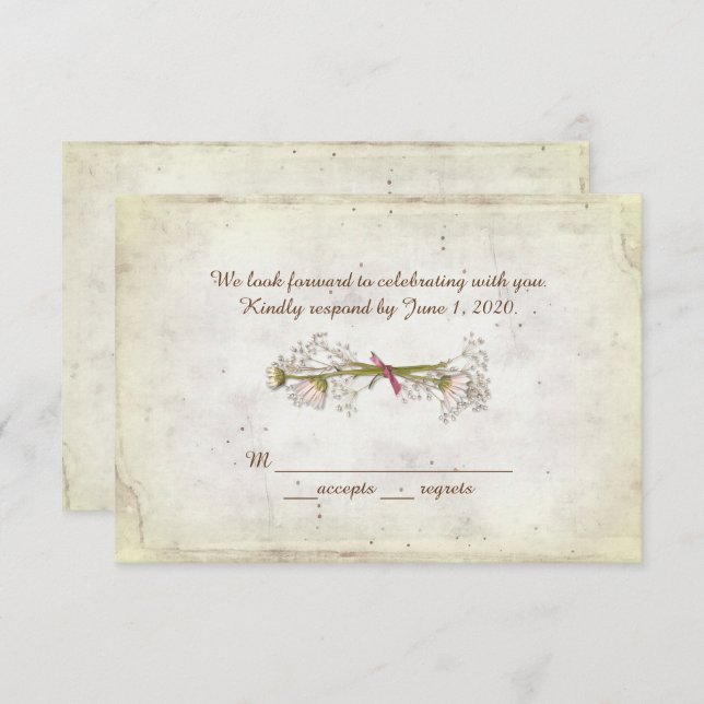 UAWG Hochzeit- zeitsbukett mit Perlen Einladung (Vorne/Hinten)