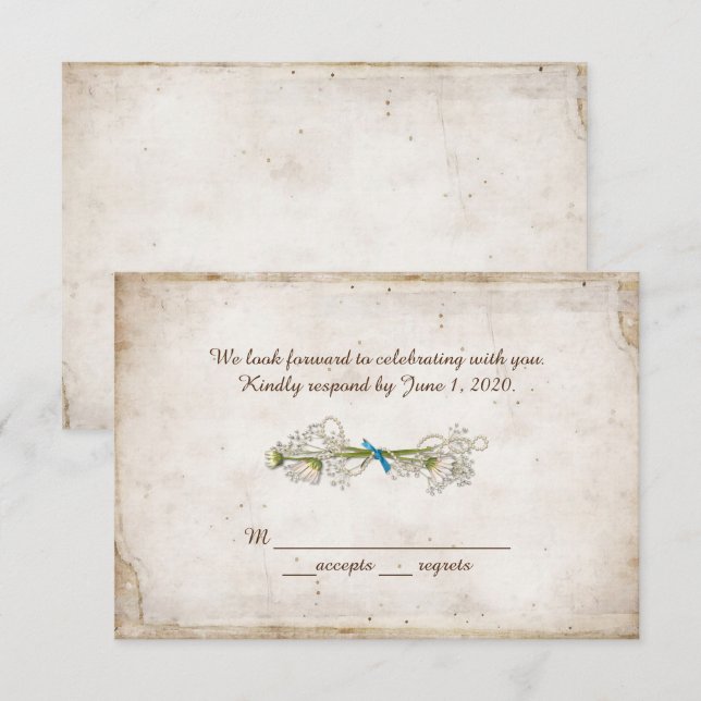 UAWG Hochzeit- zeitsbukett mit Perlen Einladung (Vorne/Hinten)