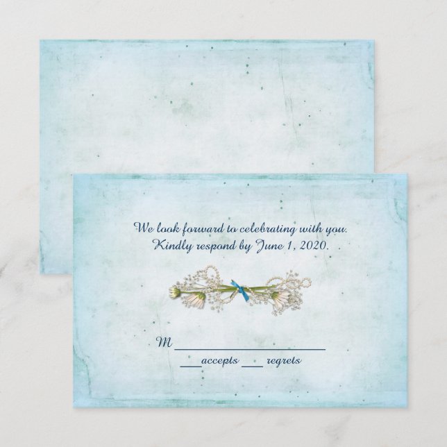 UAWG Hochzeit- zeitsbukett mit Perlen Einladung (Vorne/Hinten)