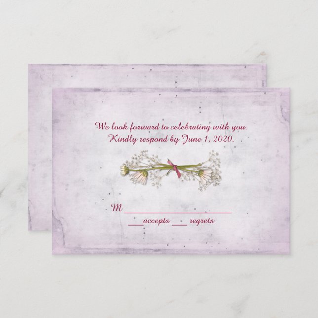 UAWG Hochzeit- zeitsbukett mit Perlen Einladung (Vorne/Hinten)