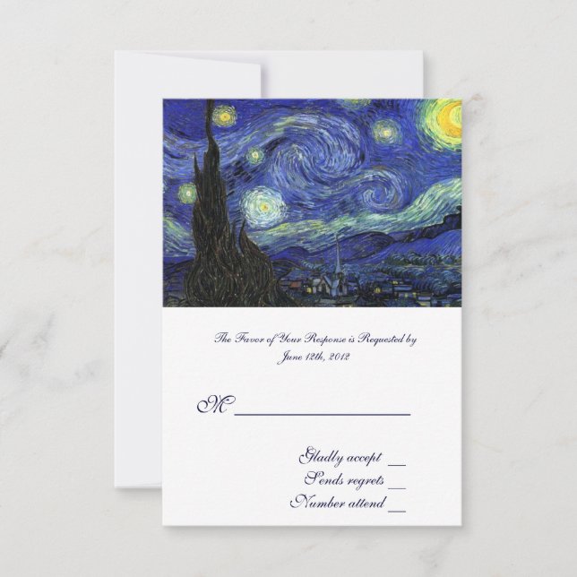 UAWG, Hochzeitsannahmekarte, Starry Night RSVP Karte (Vorderseite)