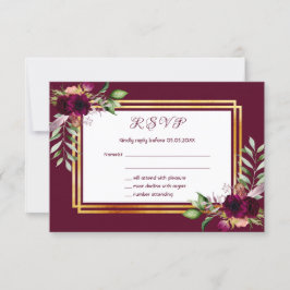 UAWG Hochzeitsflorale Bordeaux boho RSVP Karte