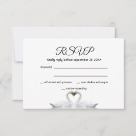 UAWG Hochzeitskarte Weiß Schwan Paar elegant RSVP Karte