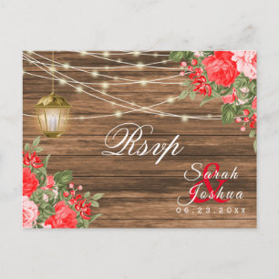 UAWG - Holz, Signalleuchten und rote Blume Postkarte