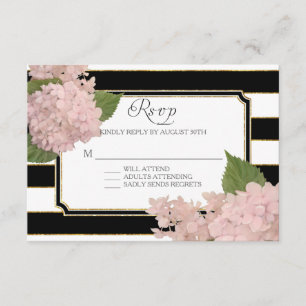 UAWG Hydrangea Moderne Elegante Schwarz-weiße Stre RSVP Karte
