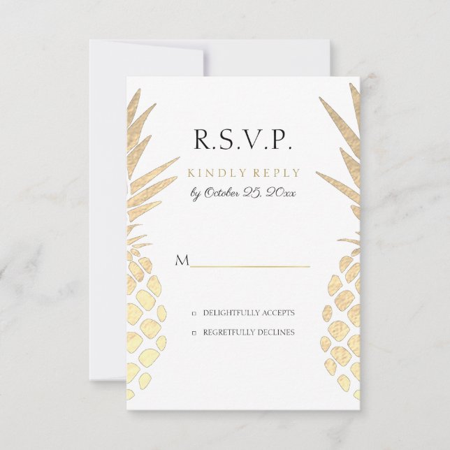 UAWG Imitate Goldfolie Ananas Tropische Hochzeit RSVP Karte (Vorderseite)