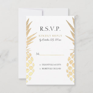 UAWG Imitate Goldfolie Ananas Tropische Hochzeit RSVP Karte